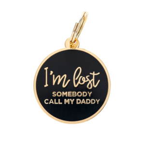 I'm Lost - Daddy - Gold & Navy - Pet ID Tag