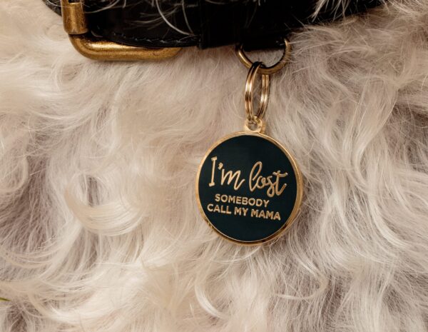 I'm Lost - Mama - Gold & Navy - Pet ID Tag